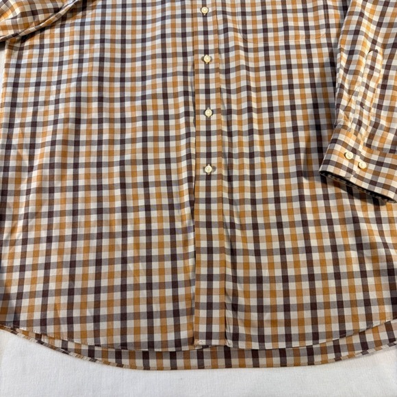 JOS A BANK Traveler's Gingham Check Button‎ Down Shirt Mens L Brown Tan White - Picture 11 of 14